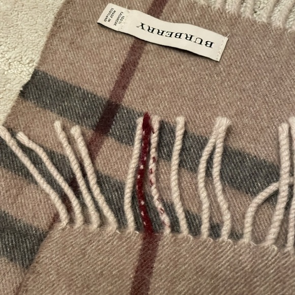 Auth Burberry 💯 Cashmere Nova Check Scarf Soft Brown Burgundy Dark Brown - Picture 6 of 9